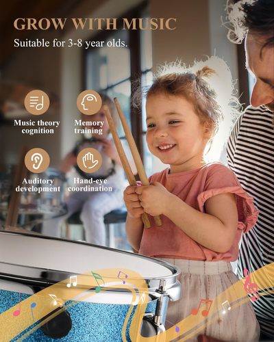 מערכת תופים לילדים בצבע כחול שמיים מטאלי 