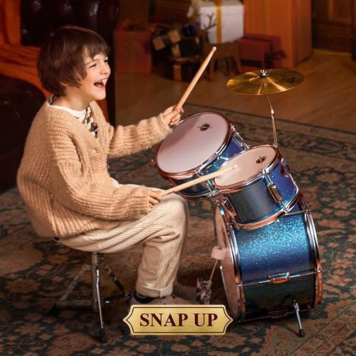 מערכת תופים לילדים בצבע כחול שמיים מטאלי 