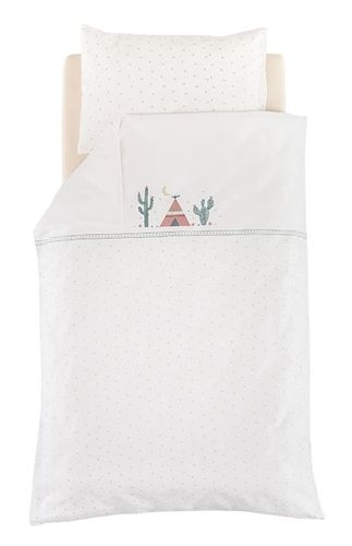 סט 5 חלקים 100% כותנה היפראלרגנית למיטת תינוק / מעבר (שמיכה, כרית, ציפית, ציפה, סדין) - Cactus Love