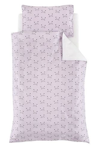 סט 5 חלקים 100% כותנה היפראלרגנית למיטת תינוק / מעבר (שמיכה, כרית, ציפית, ציפה, סדין) - Cuddly Cat