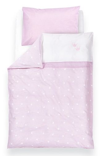 סט 5 חלקים 100% כותנה היפראלרגנית למיטת תינוק / מעבר (שמיכה, כרית, ציפית, ציפה, סדין) - Crown Roze