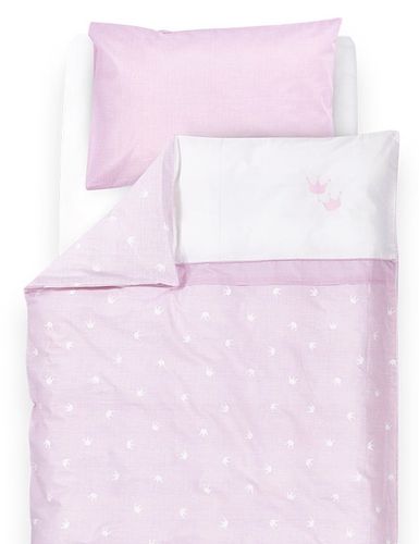 סט 5 חלקים 100% כותנה היפראלרגנית למיטת תינוק / מעבר (שמיכה, כרית, ציפית, ציפה, סדין) - Crown Roze