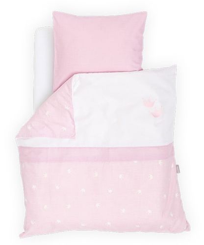 סט 5 חלקים 100% כותנה היפראלרגנית למיטת תינוק / מעבר (שמיכה, כרית, ציפית, ציפה, סדין) - Crown Roze