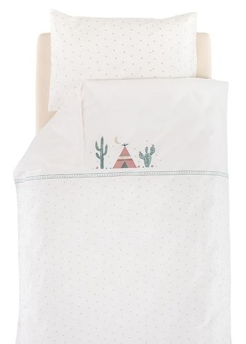 סט 5 חלקים 100% כותנה היפראלרגנית למיטת תינוק / מעבר (שמיכת חורף, כרית, ציפית, ציפה, סדין) - Cactus Love