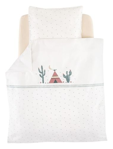 סט 5 חלקים 100% כותנה היפראלרגנית למיטת תינוק / מעבר (שמיכת חורף, כרית, ציפית, ציפה, סדין) - Cactus Love