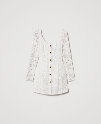 'Augusta' short lace dress with buttons