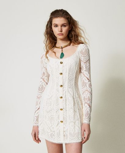 'Augusta' short lace dress with buttons