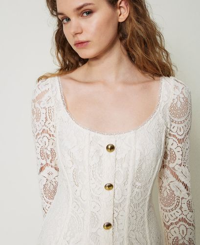 'Augusta' short lace dress with buttons