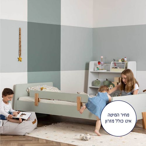 מיטת ילדים דגם פאן קטנים גדולים - צבע מרווה + אלון אדום