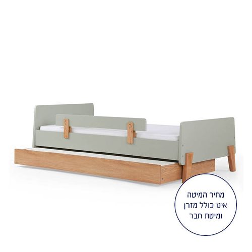 מיטת ילדים דגם פאן קטנים גדולים - צבע מרווה + אלון אדום