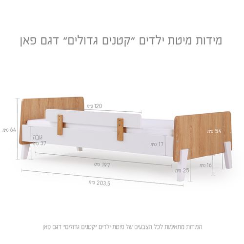 מיטת ילדים דגם פאן קטנים גדולים - צבע מרווה + אלון אדום