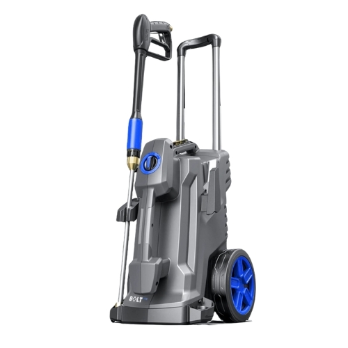 מכונת שטיפה מקצועית BOLT PRO דגם PW3101 עם מנוע אינדוקציה 3100W, לחץ 190 בר וזרימת מים 11 ליטר לדקה. עיצוב אפור-כחול עם ידית טלסקופית, גלגלים גדולים ומערכת אביזרים מקצועית הכוללת 4 דיזות ומברשת מסתובבת.RetryClaude can make mistakes. Please double-check re