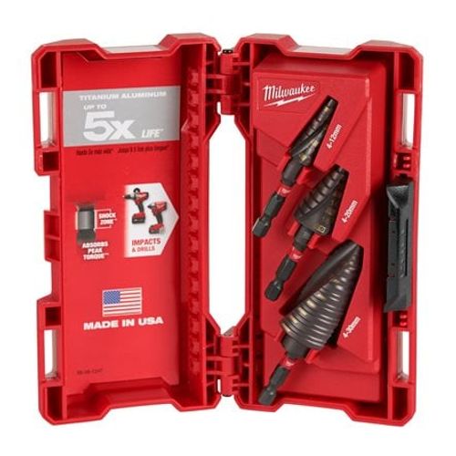 סט 3 מקדחי מדרגה MILWAUKEE 48899266 | לקידוח מקצועי | אטלס טולס