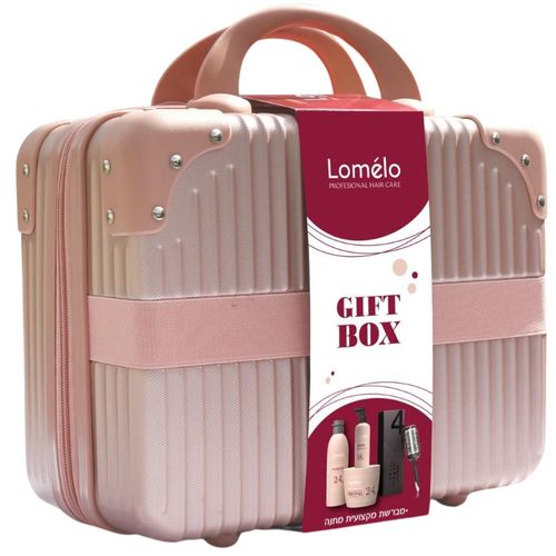 גיפט בוקס מארז LOME`LO שמפו+ מסכה + סרום חומצה היאלורונית לכל סוגי השיער + מברשת פן מקצועית מתנה
