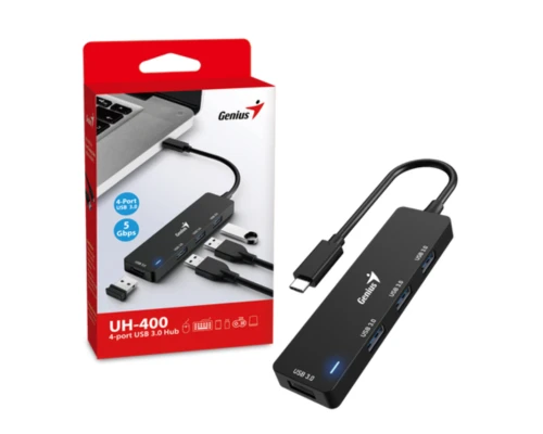 ​מפצל USB Type-C ל-4 יציאות USB 3.0  דגם UH-400 קופסאת המוצר