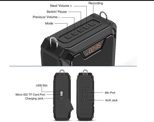 חגורת הגברה ניידת 25W נגד מים WinBridge M900