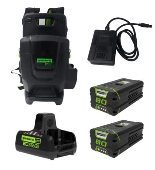 יחידת כח נישאת 80V PRO + שתי סוללות 5 אמפר + מטען כפול GREENWORKS 99781