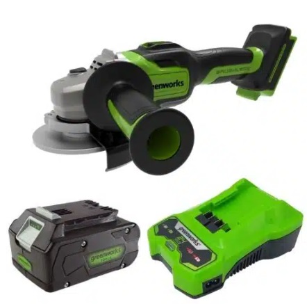 משחזת זווית נטענת "5 24V + סוללה 4 אמפר ומטען מהיר GREENWORKS 99774-4