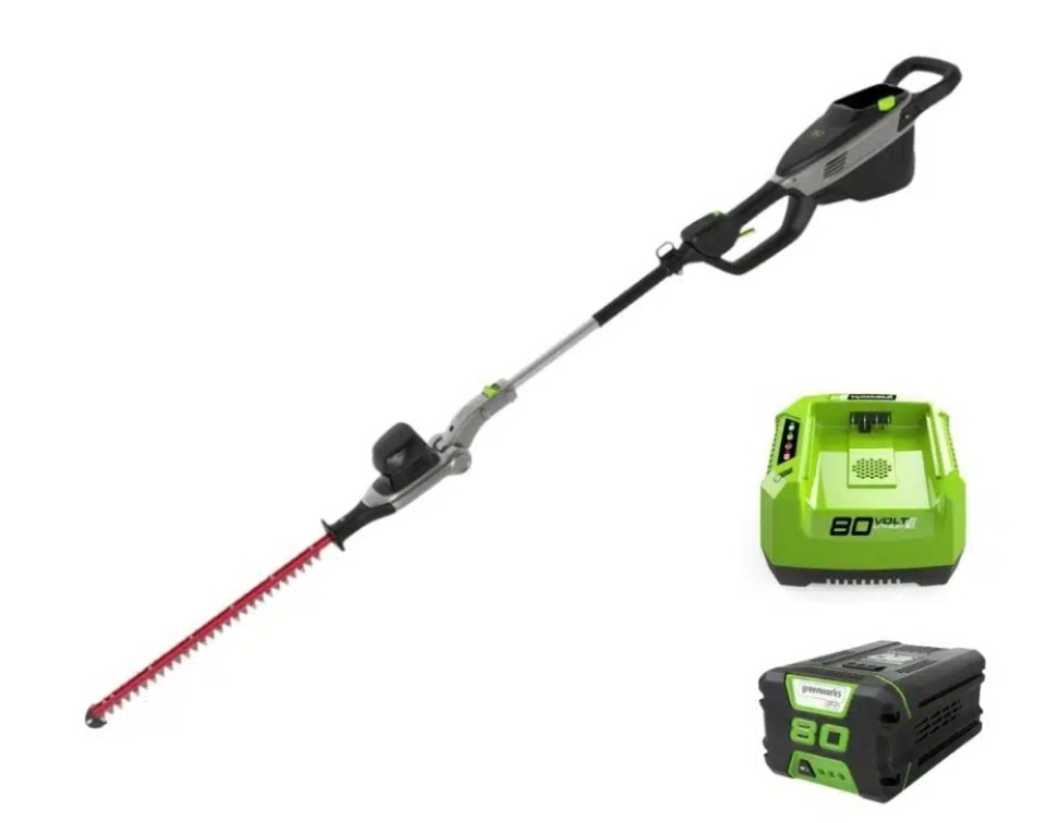מגזמת גובה נטענת + סוללה 2 אמפר ומטען מהיר 99704-2 GREENWORKS 80V PRO