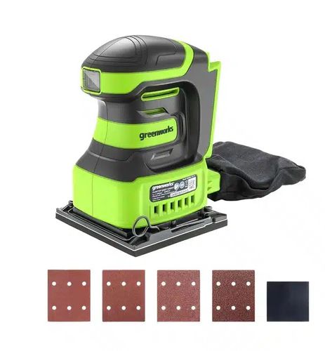 מלטשת רוטטת מרובעת GREENWORKS 24V דגם 99683 עם 11,000 רטיטות בדקה, משקל 2.3 ק