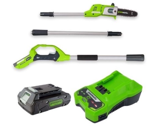 מסור גבהים נטען 24V + סוללה 2 אמפר + מטען מהיר GREENWORKS 99702-4