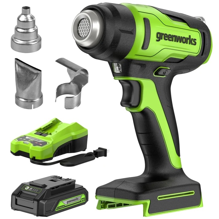 אקדח חום נטען + סוללות 2 אמפר ומטען - 24V דגם 99630-1 GREENWORKS