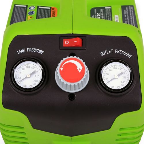 מדחס אוויר נטען GREENWORKS 24V דגם 99578 עם מיכל 2 ליטר, לחץ 8 בר, ספיקת 40 ליטר/דקה וערכת אביזרים מלאה לניפוח וניקוי