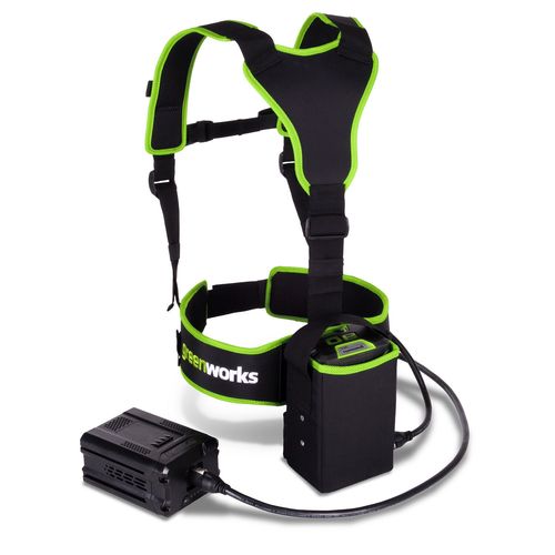 ווסט מקצועי GREENWORKS דגם 99555-1 עם פאוץ' לסוללה 80V, כבל דו-כיווני וסוללת דמה לעבודה נוחה