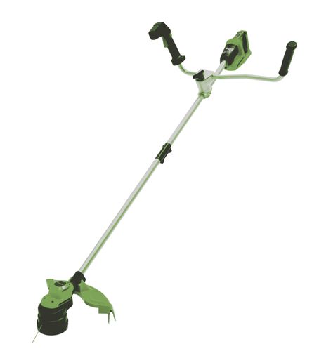 חרמש קוצץ קנטים GREENWORKS 48V Brushless דגם 99523-1 עם כידון מקצועי מתכוונן, מערכת חיתוך דואלית עם קסטה אוטומטית ודיסק נינג'ה, רוחב עבודה 38 ס