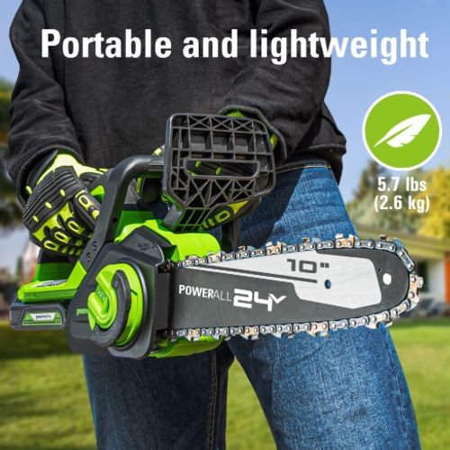 מסור שרשרת נטען GREENWORKS G24CS25 24V עם להב OREGON 25 ס