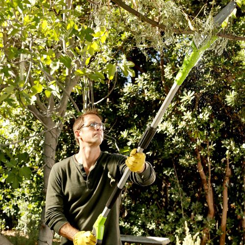 מסור גבהים נטען GREENWORKS 24V דגם 99502-7 עם מוט 2.62 מטר ולהב 8 אינץ', מערכות בטיחות מתקדמות לגיזום מקצועי בגובה