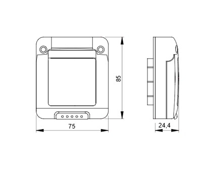 מכסה אפור מוגן מים 2 מודול Gewiss Top System IP55