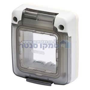מכסה אפור מוגן מים 2 מודול דלת שקופה מעושנת Gewiss Top System IP55