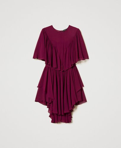 'Capri' short dress in georgette with ruffles