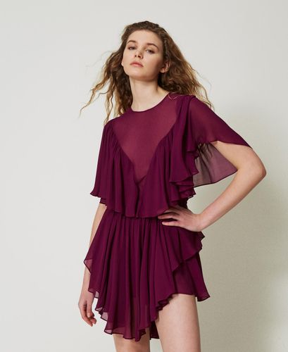 'Capri' short dress in georgette with ruffles