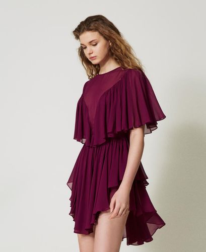 'Capri' short dress in georgette with ruffles