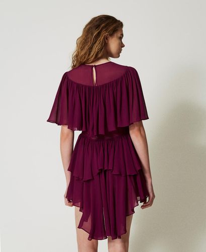 'Capri' short dress in georgette with ruffles