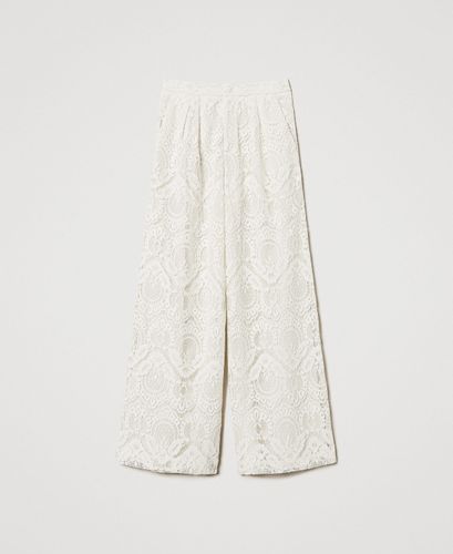 'Procida' palazzo trousers in macramé lace