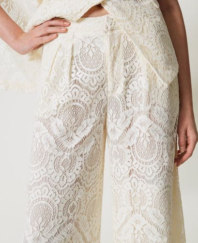 'Procida' palazzo trousers in macramé lace