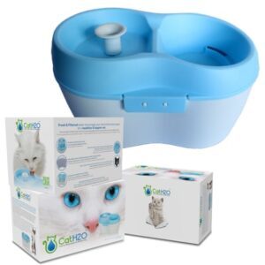 מזרקת מים לחתול H2O כחולה + פילטר ואבן פלואוריד 2 ליטר