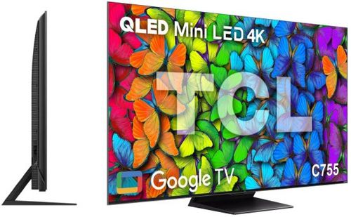 טלוויזיה חכמה TCL 65'' 4K UHD QLED Mini LED Google TV 65C755