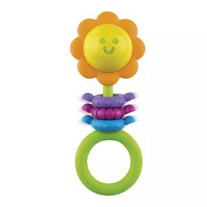 נשכן ורעשן לתינוק עם 3 טבעות - פרח