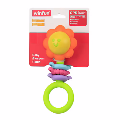 נשכן ורעשן לתינוק עם 3 טבעות - פרח