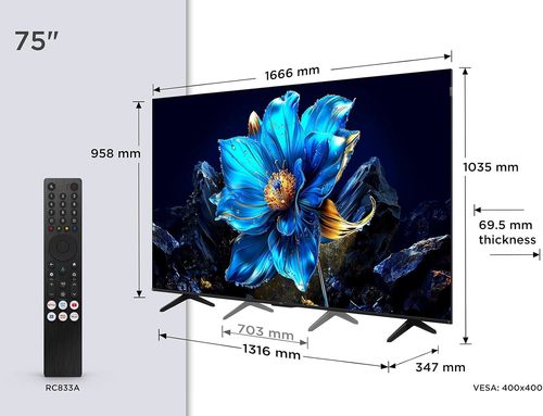 טלוויזיה חכמה TCL 75 Inch Smart P7K-QLED