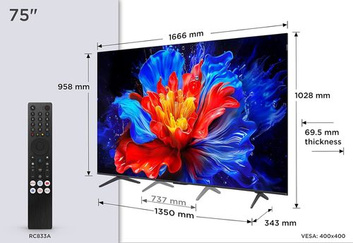 טלוויזיה חכמה TCL 75 Inch Smart 75P8K QLED