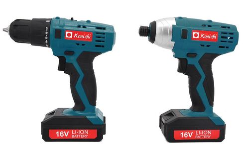 סט כלי עבודה - מברגת אימפקט 16V + מברגה גיר 16V ו- 2 סוללות ליתיום KO-1660LS