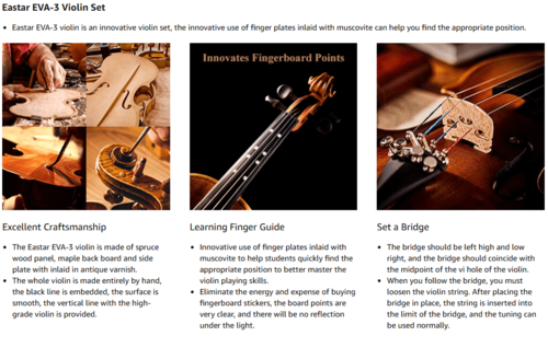 ערכת כינור מלאה 2\1 EVA3 מבית EASTAR