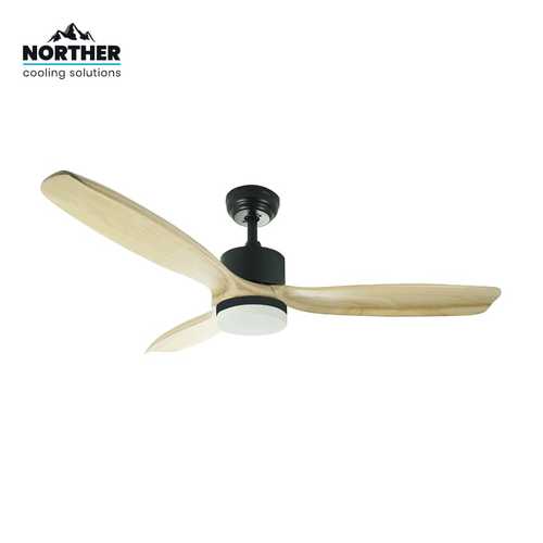 NORTHER 42 שחור+עץ עם תאורה שלט WIFI DC SWAN מאוורר תקרה