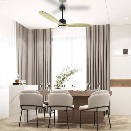 NORTHER 42 שחור+עץ עם תאורה שלט WIFI DC SWAN מאוורר תקרה