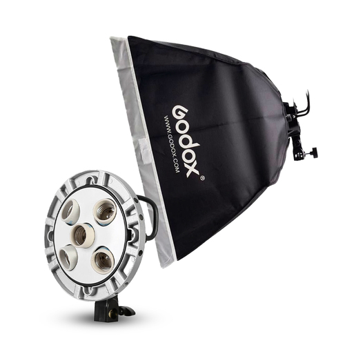 מתאם לתאורה קבועה ל-5 נורות כולל סופטבוקס Godox TL-5K with 60X60cm softbox